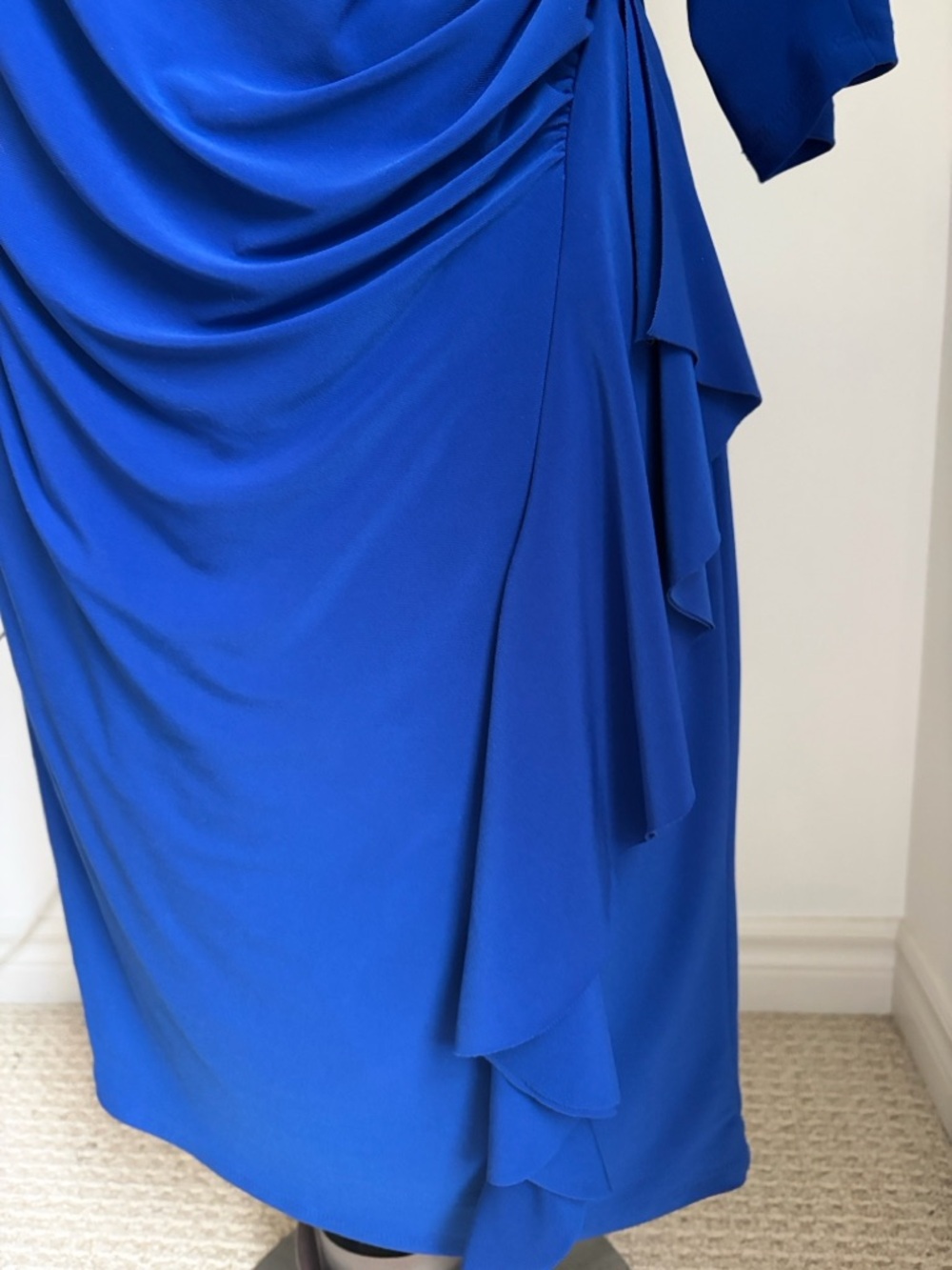 Frank Lyman Design Royal Blue Draped Midi Dress SIZE 16 - Picture 9 of 13